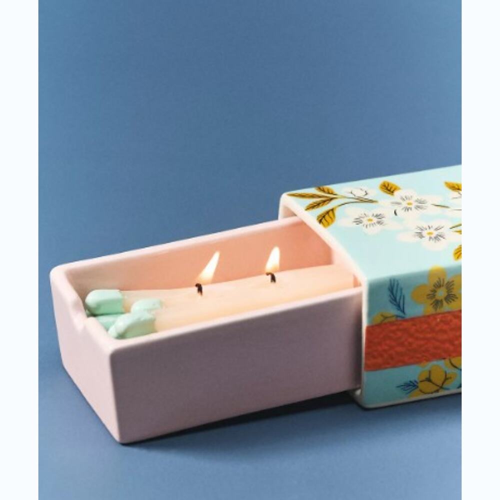 Anthropologie Matchbox Fresh Cotton Blossom & Neroli Ceramic Candle NIB - Picture 3 of 5